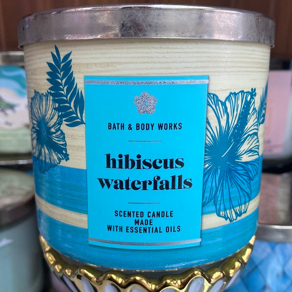 Bath & Body Works HIBISCUS WATERFALLS 3-wick Candle 14.5 oz / 411 g