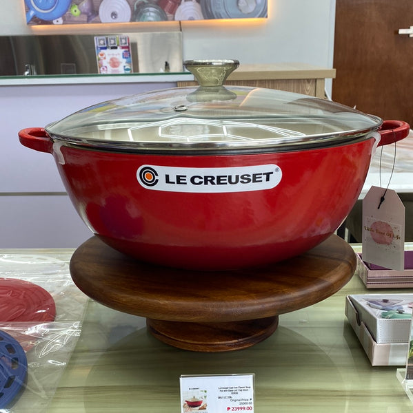 Le Creuset Cast Iron Classic Soup Pot with Glass Lid 7.5qt 32cm - CERISE