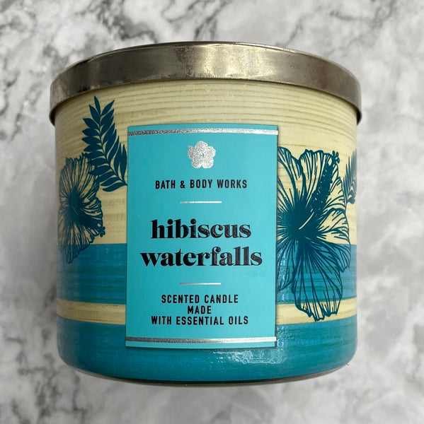 Bath & Body Works HIBISCUS WATERFALLS 3-wick Candle 14.5 oz / 411 g