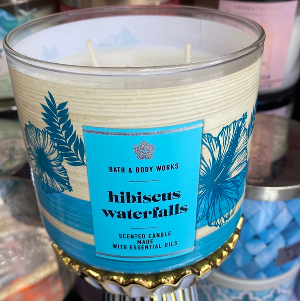 Bath & Body Works HIBISCUS WATERFALLS 3-wick Candle 14.5 oz / 411 g