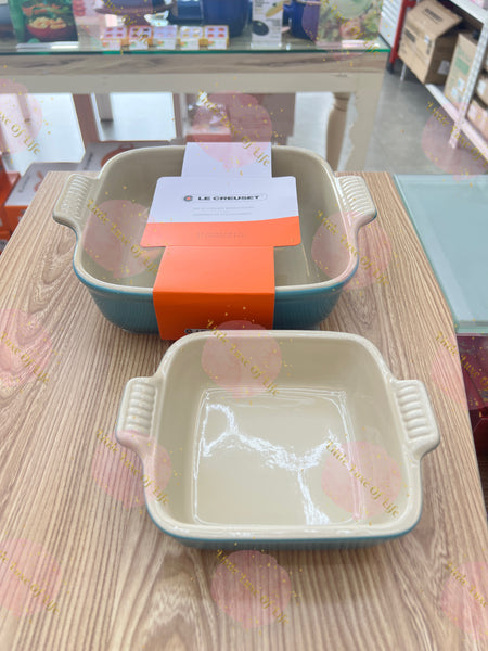 Le Creuset Heritage 2-Piece Square Baking Dish Set - 5" dish (18 oz.) & 8" dish (2 qt.) - CARIBBEAN