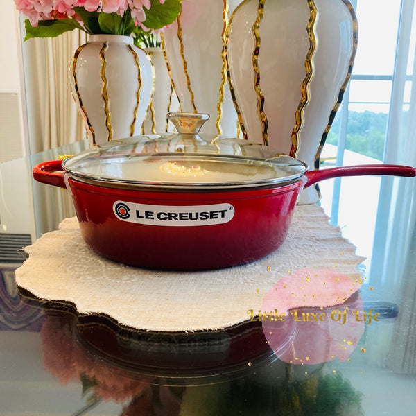 Le Creuset Signature Deep Braiser With Glass Lid, 3.75 Qt. - CERISE