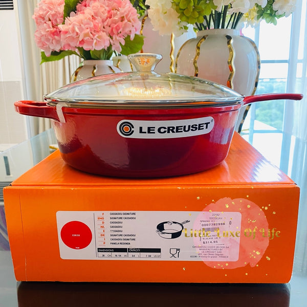 Le Creuset Signature Deep Braiser With Glass Lid, 3.75 Qt. - CERISE