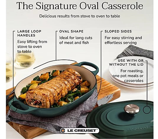 Le Creuset Signature Cast Iron Oval Casserole w/ Lid 3.75qt - ARTICAUT