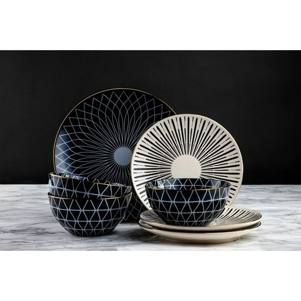 Thyme & Table Calypso 12 Piece Stoneware Dinnerware Set, Service for 4