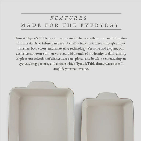 Thyme & Table Stoneware Rectangular Baker, Baking Dish, Black & White Dot, 2-Piece Set