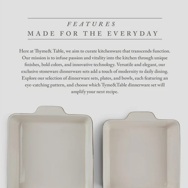 Thyme & Table Stoneware Square Baker, Black & White Medallian, 2-Piece Set