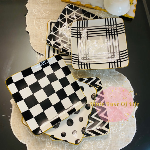 OverandBack Appetizer Square Plates 6-pack - BLACK