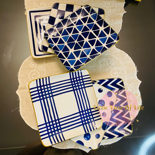 OverandBack Appetizer Square Plates 6-pack - BLUE