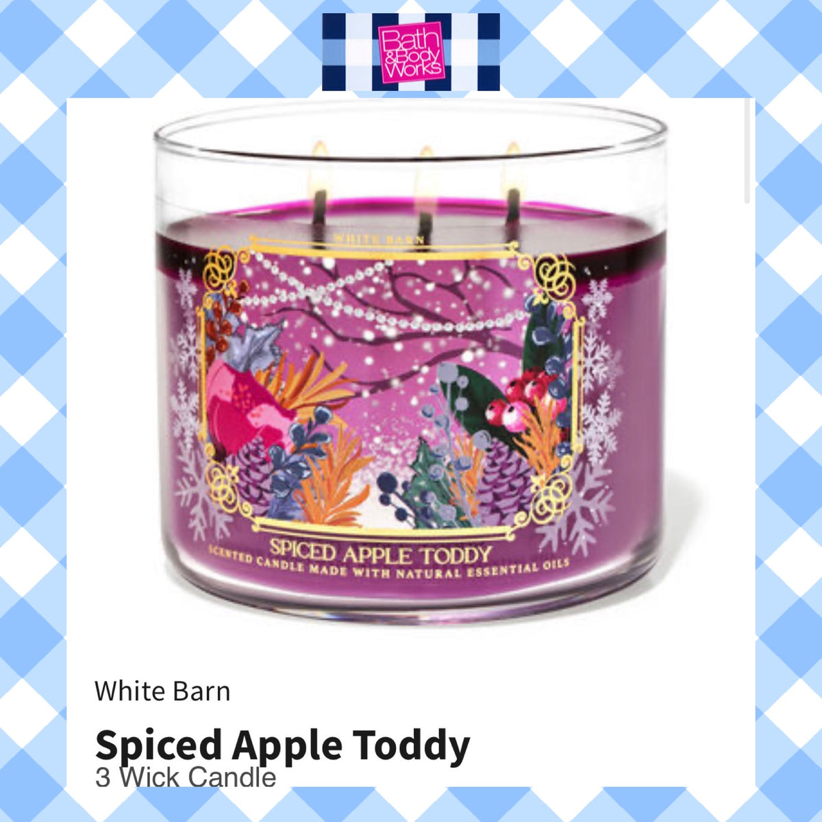 Bath & Body Works SPICED TODDY APPLE 3-wick Candle 14.5 oz / 411 g