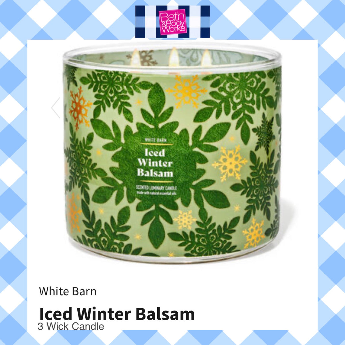 Bath & Body Works 🇺🇸 ICED WINTER BALSAM 3-wick Candle 14.5 oz