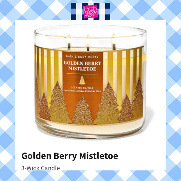 Bath & Body Works GOLDEN BERRY MISTLETOE 3-wick Candle 14.5 oz / 411 g