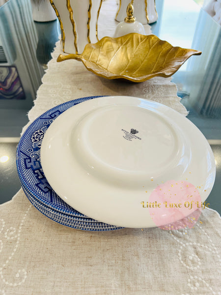 Royal Stafford Ceramic Willow Dinner Plates 11" inches, 6pc set - BLUE
