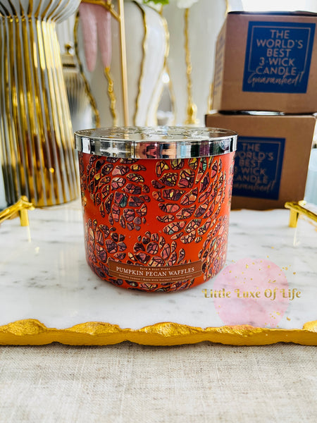 Bath & Body Works PUMPKIN PECAN WAFFLES 3-wick Candle 14.5 oz / 411 g