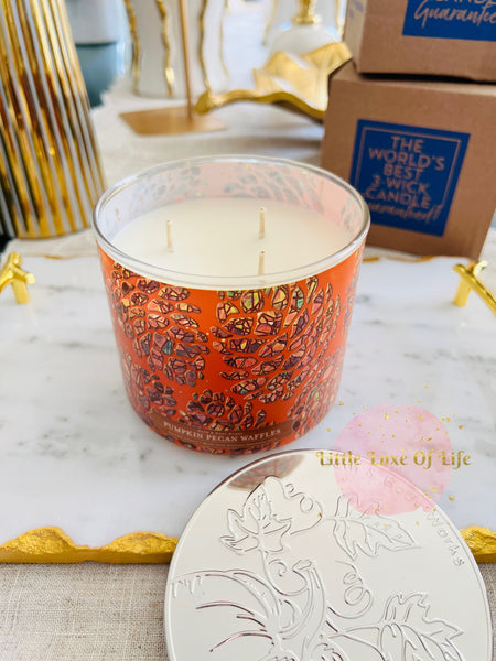 Bath & Body Works PUMPKIN PECAN WAFFLES 3-wick Candle 14.5 oz / 411 g
