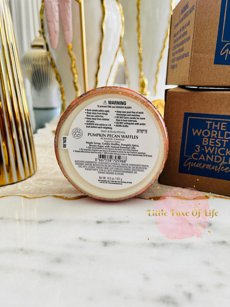 Bath & Body Works PUMPKIN PECAN WAFFLES 3-wick Candle 14.5 oz / 411 g