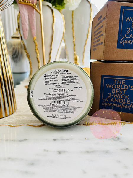 Bath & Body Works ICED WINTER BALSAM 3-wick Candle 14.5 oz / 411 g