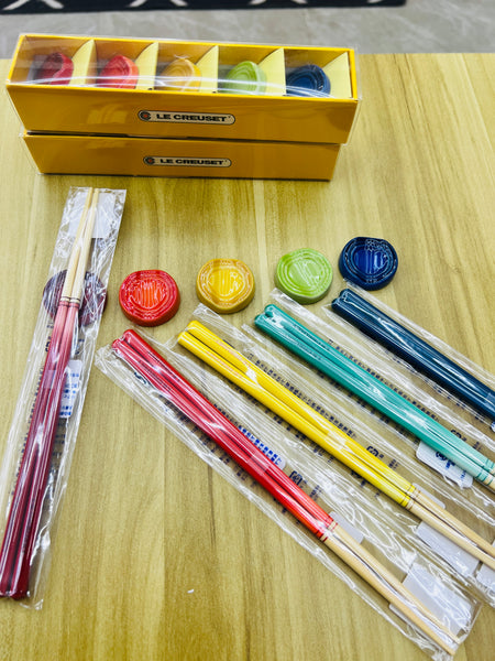 Le Creuset Rainbow Bamboo Chopstick, Set of 5 - CERISE, FLAME, SOLEIL, MARINE BLUE, COOL MINT