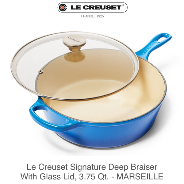 Le Creuset Signature Deep Braiser With Glass Lid, 3.75 Qt. - MARSEILLE