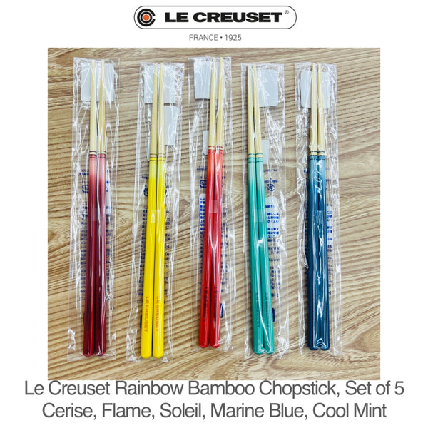 Le Creuset Rainbow Bamboo Chopstick, Set of 5 - CERISE, FLAME, SOLEIL, MARINE BLUE, COOL MINT