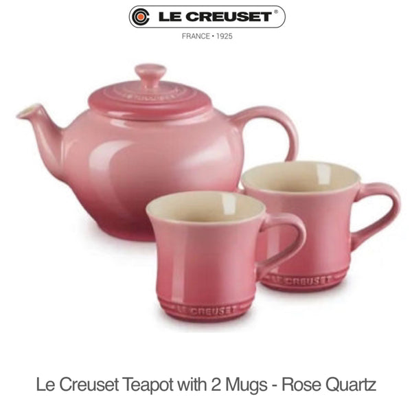 Le Creuset Teapot with 2 Mugs Set - ROSE QUARTZ
