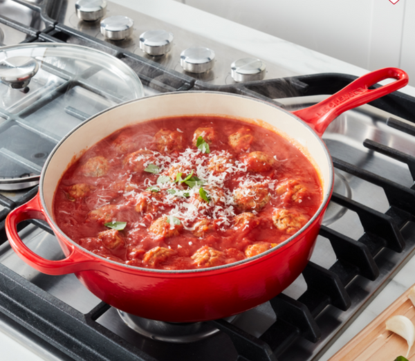 Le Creuset Signature Deep Braiser With Glass Lid, 3.75 Qt. - CERISE