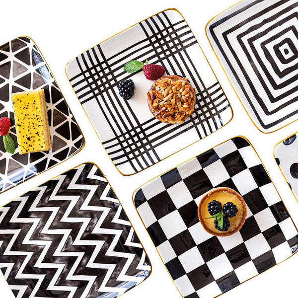 OverandBack Appetizer Square Plates 6-pack - BLACK