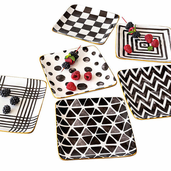 OverandBack Appetizer Square Plates 6-pack - BLACK