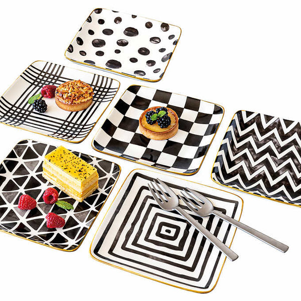OverandBack Appetizer Square Plates 6-pack - BLACK