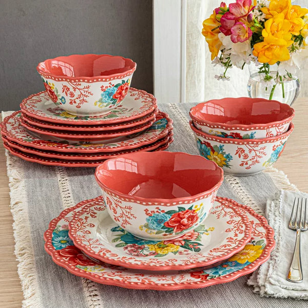 The Pioneer Woman Fancy Flourish Stoneware 12 Piece Set