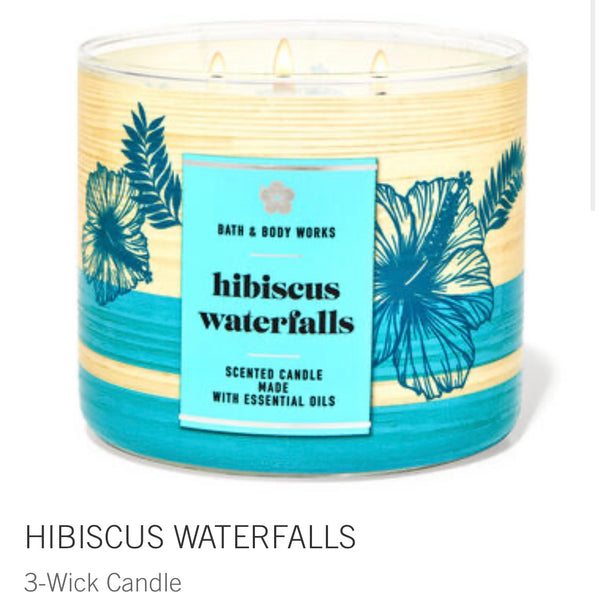 Bath & Body Works HIBISCUS WATERFALLS 3-wick Candle 14.5 oz / 411 g
