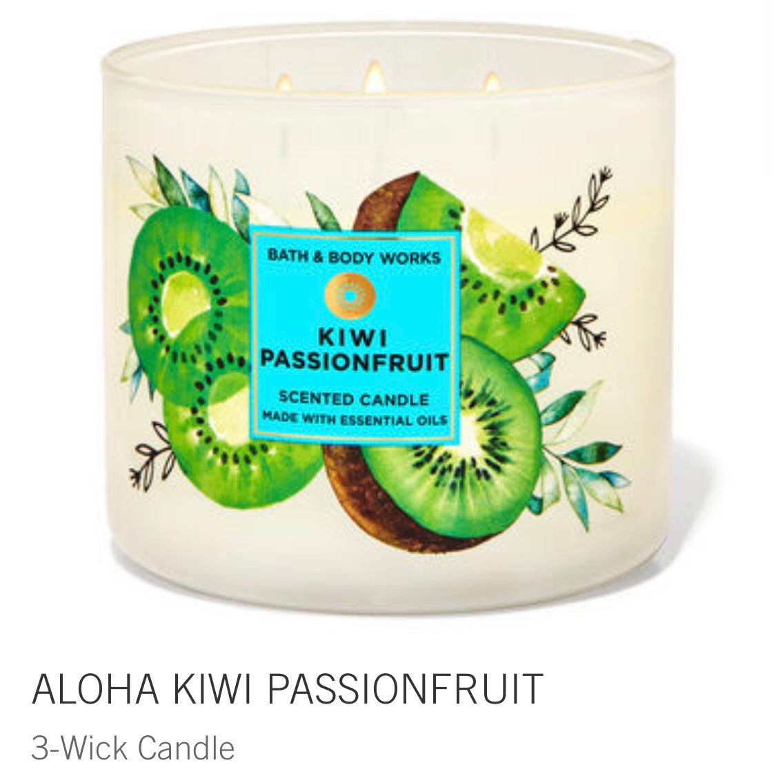 Bath & Body Works ALOHA KIWI PASSIONFRUIT 3wick Candle 14.5 oz / 411