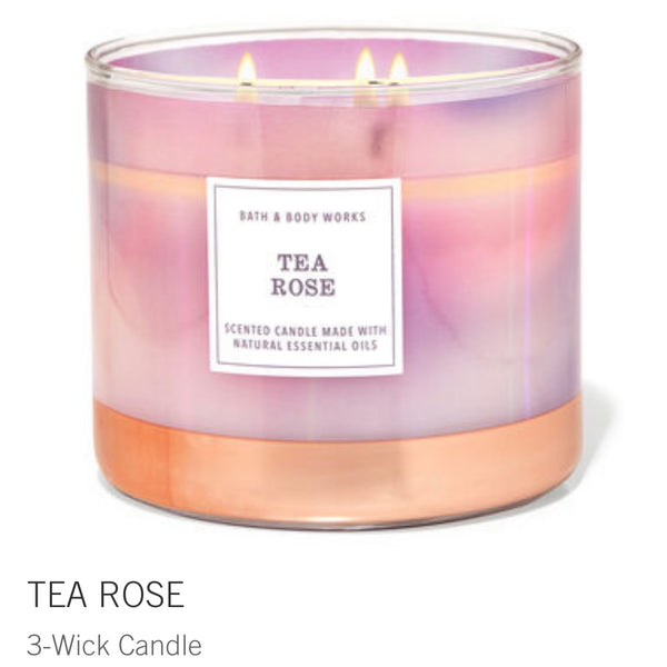 Bath & Body Works TEA ROSE 3-wick Candle 14.5 oz / 411 g