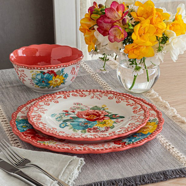 The Pioneer Woman Fancy Flourish Stoneware 12 Piece Set
