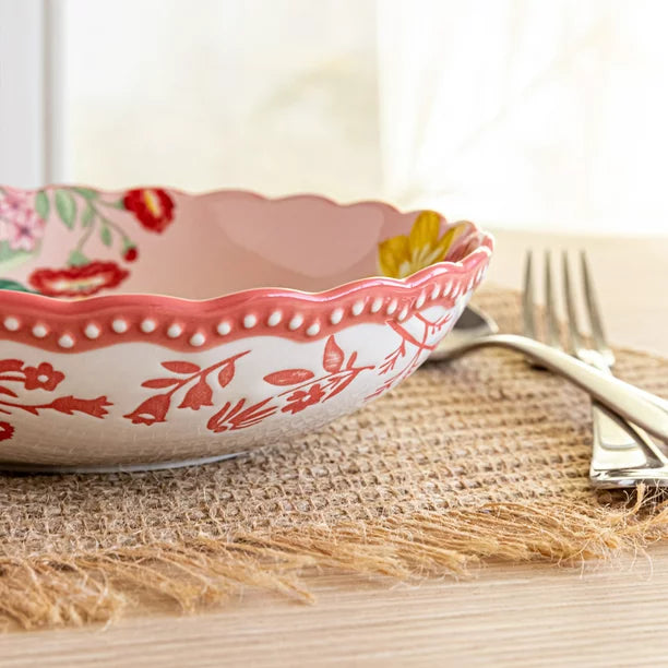 The Pioneer Woman Fancy Flourish Stoneware Pasta Bowl, Pink