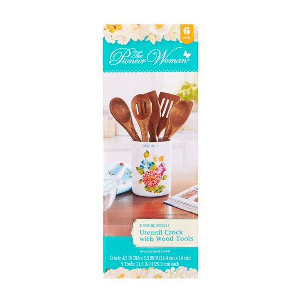 The Pioneer Woman Utensil Crock, Blooming Bouquet, 6-Piece Set