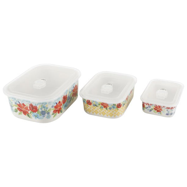The Pioneer Woman Spring Bouquet 6-Piece Decorated Stoneware Storage Set with Lids