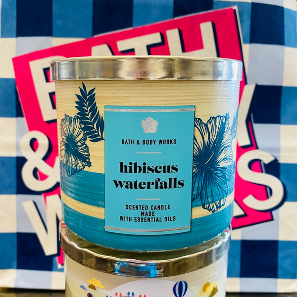 Bath & Body Works HIBISCUS WATERFALLS 3-wick Candle 14.5 oz / 411 g