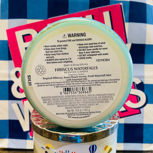 Bath & Body Works HIBISCUS WATERFALLS 3-wick Candle 14.5 oz / 411 g