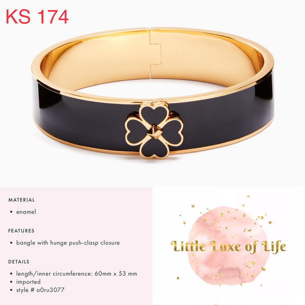 Everyday spade floral spade enamel bangle - BLACK