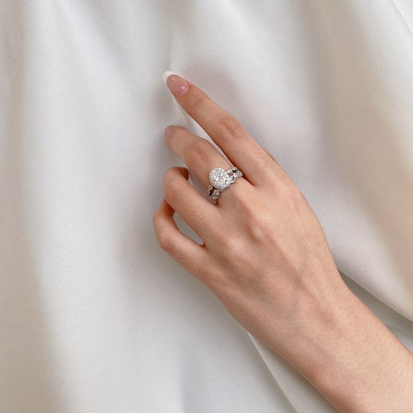 PURE 925 SILVER Dahlia Ring Set