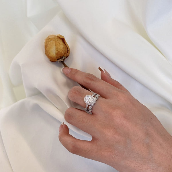PURE 925 SILVER Dahlia Ring Set