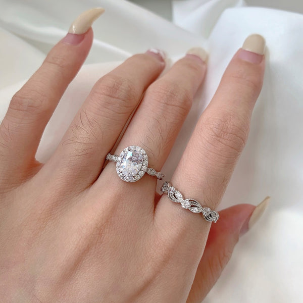 PURE 925 SILVER Dahlia Ring Set