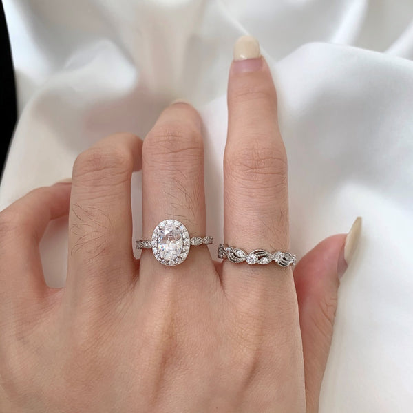 PURE 925 SILVER Dahlia Ring Set