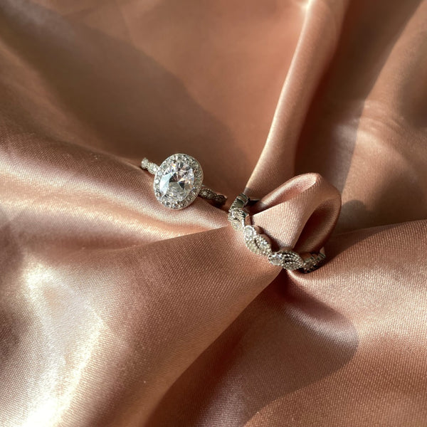 PURE 925 SILVER Dahlia Ring Set