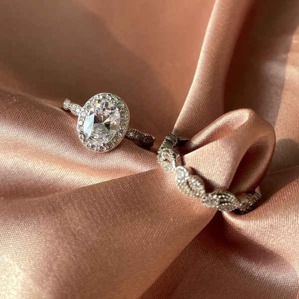 PURE 925 SILVER Dahlia Ring Set