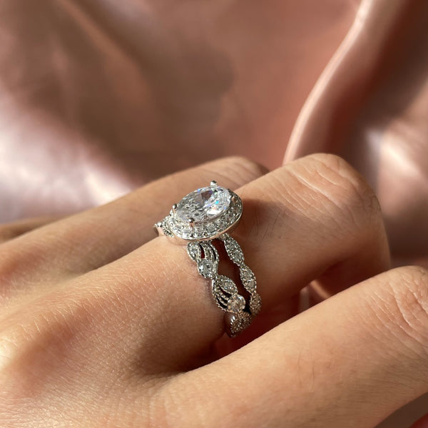 PURE 925 SILVER Dahlia Ring Set