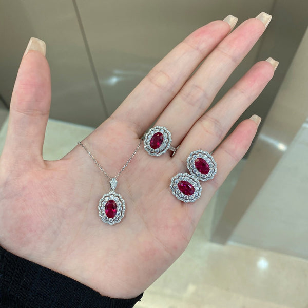 PURE 925 SILVER RED Primrose Earrings