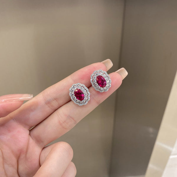 PURE 925 SILVER RED Primrose Earrings