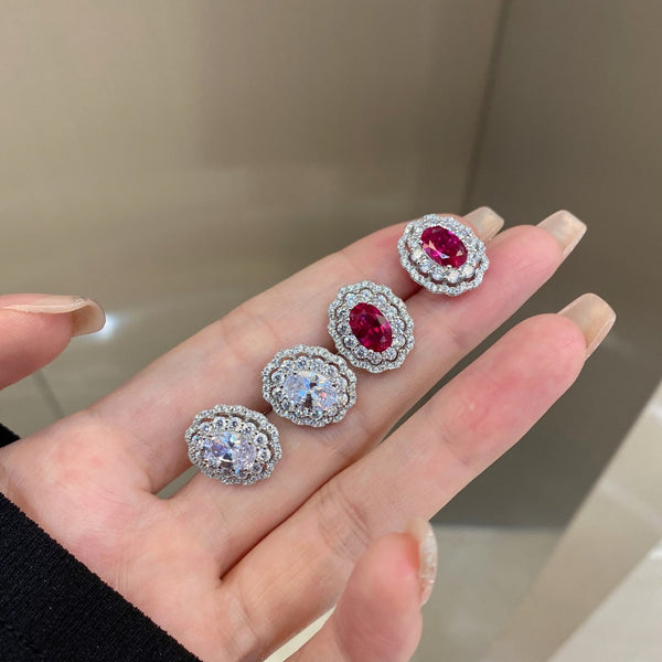 PURE 925 SILVER RED Primrose Earrings